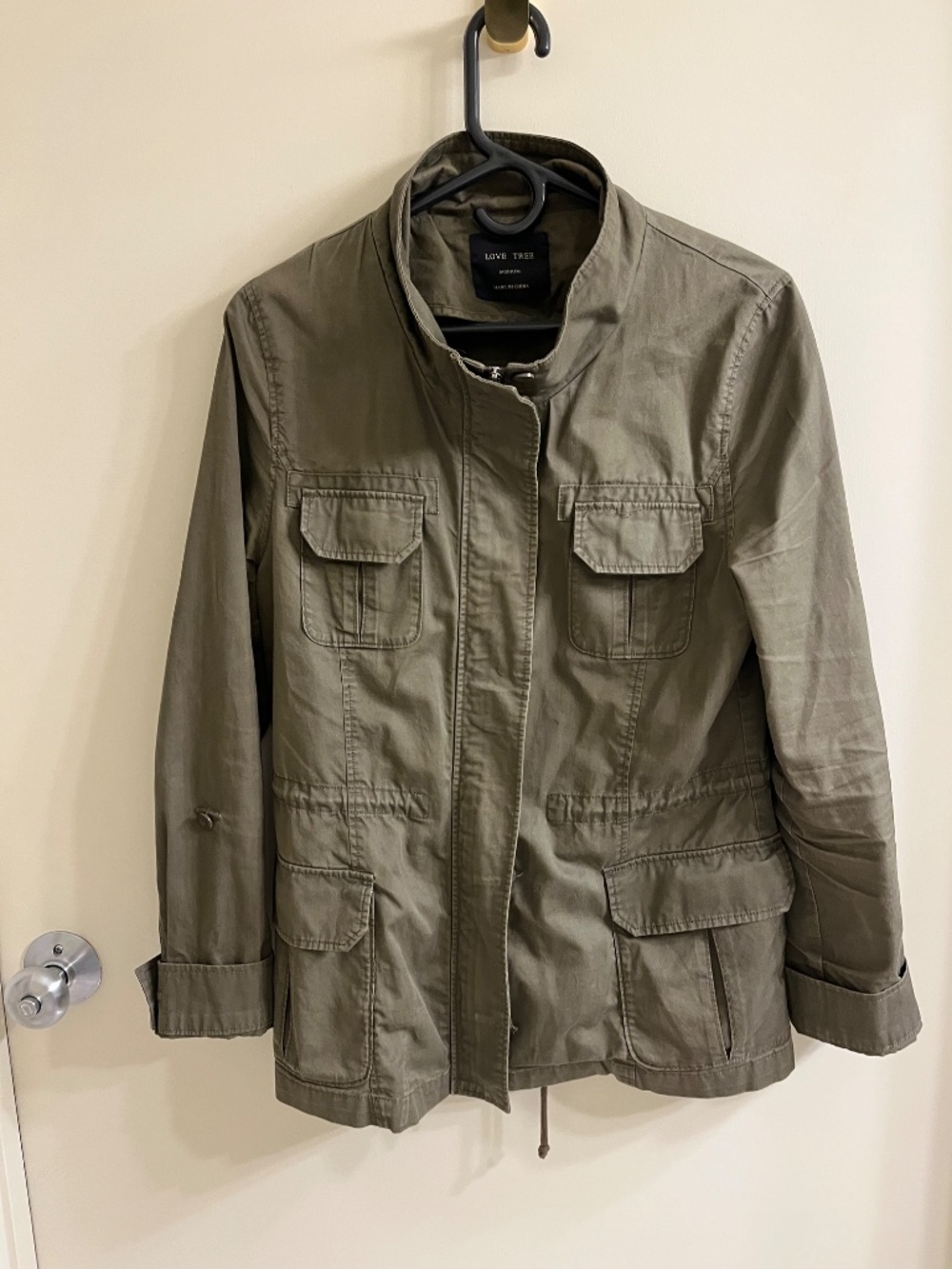 Love Tree Women's Green and Khaki Utility Jacket - size Medium